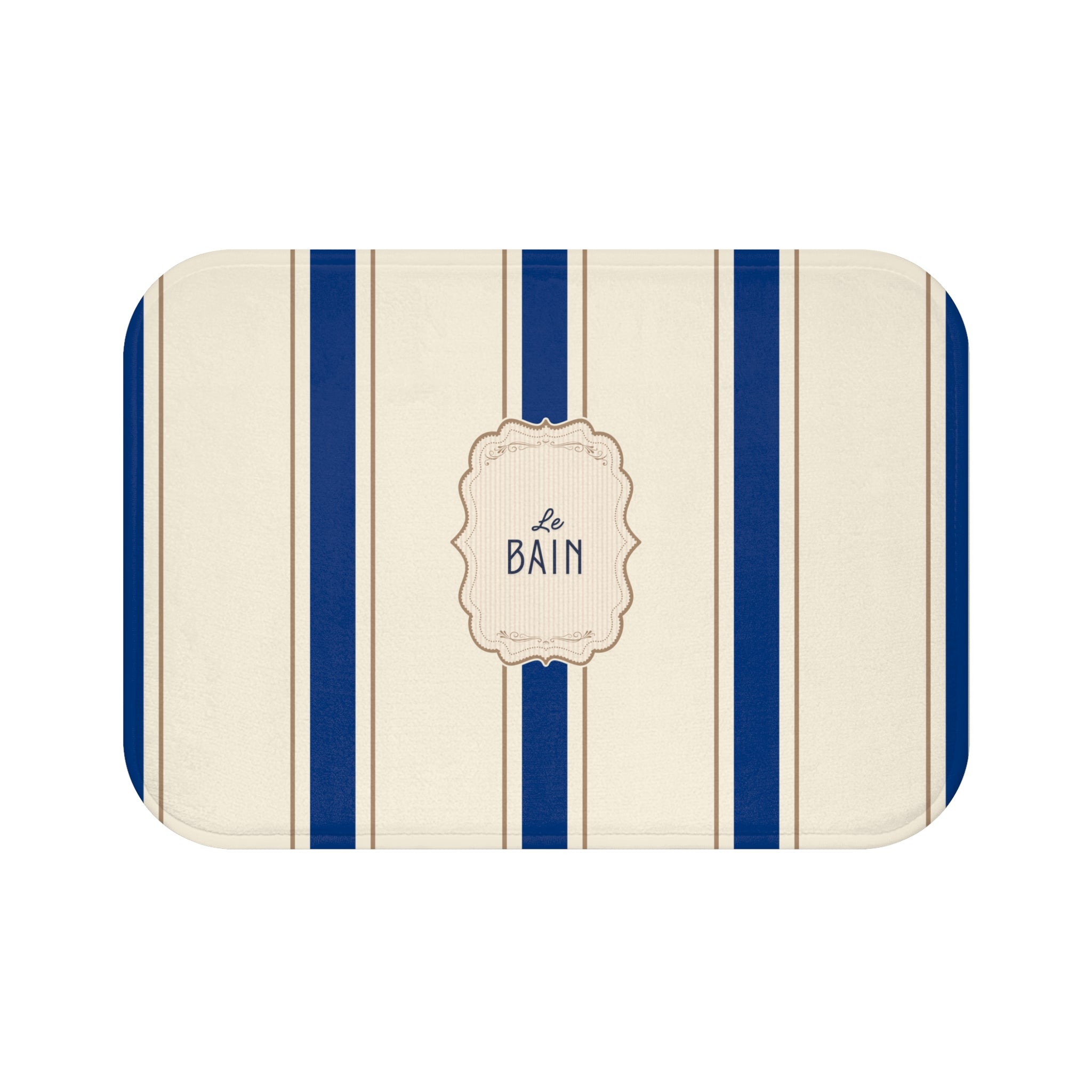 Le Bain Classic Striped Bath Mat, SEA BLUE,  French Bathroom Decor
