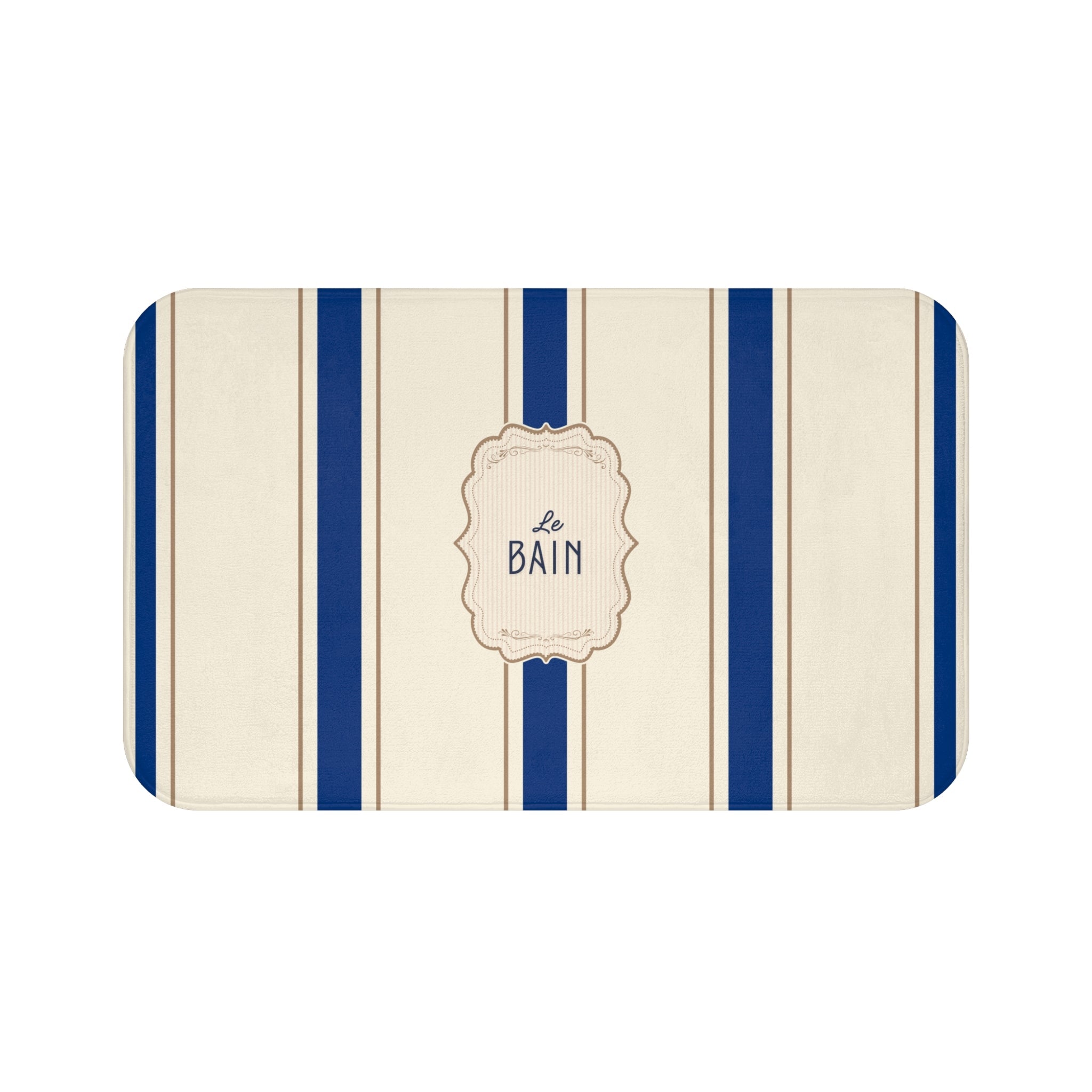 Le Bain Classic Striped Bath Mat, SEA BLUE,  French Bathroom Decor