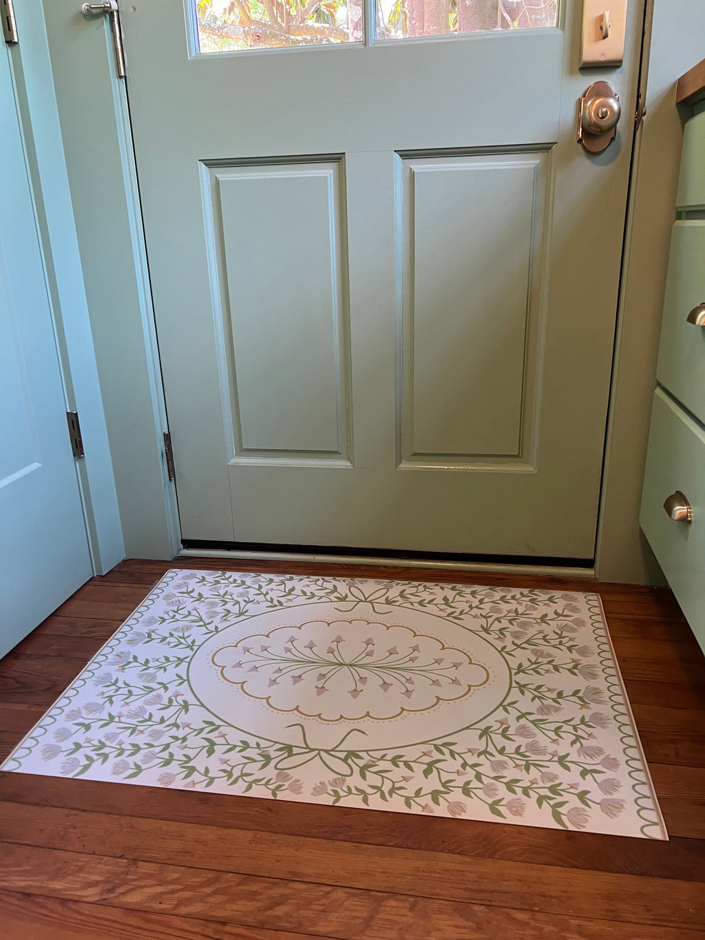 "Cottage Kitchen" Vintage Floral Vinyl Mat- 24"x36"
