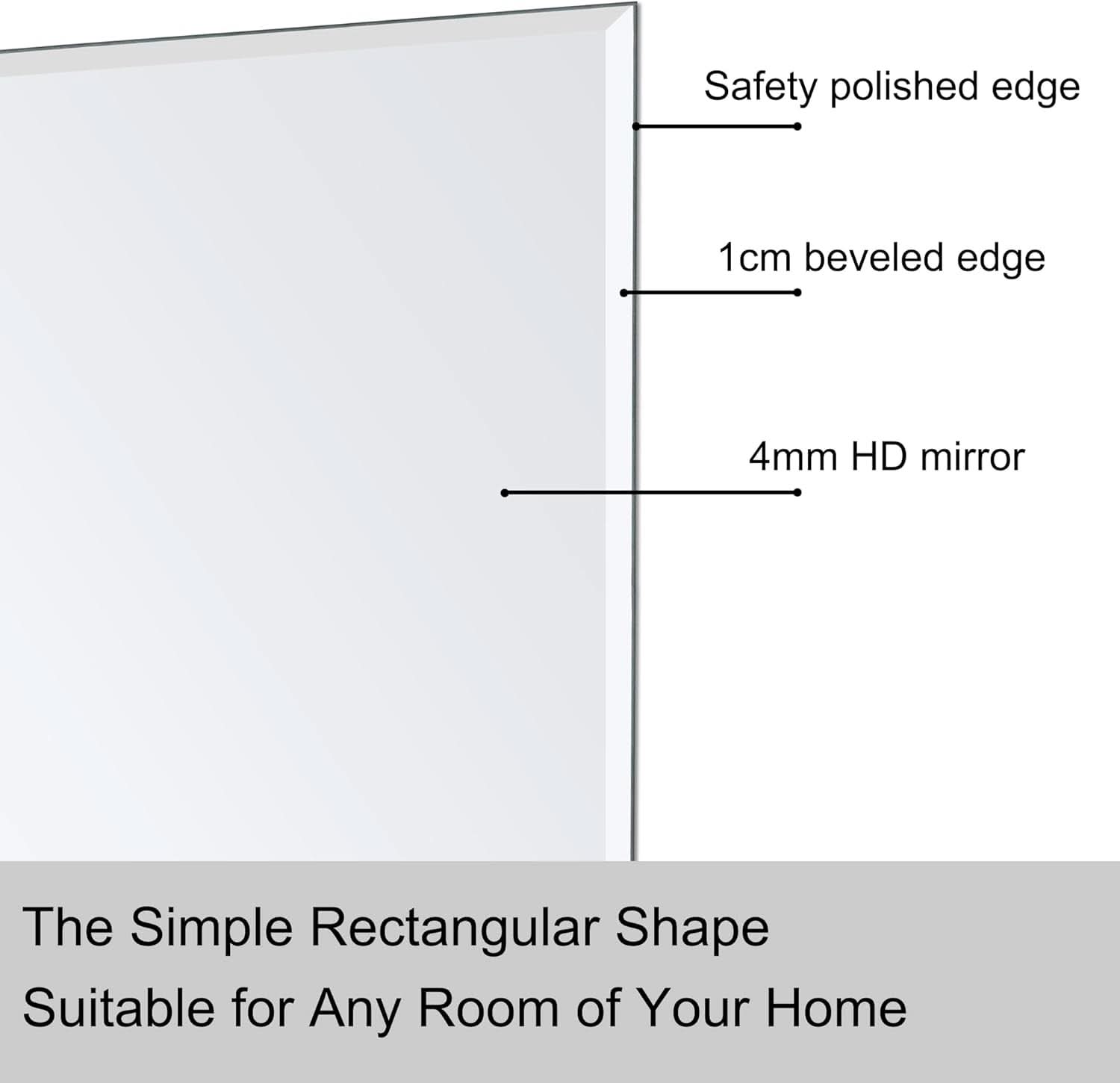 Wall Mirror Frameless 24x32 Bathroom Vanity Decor Accent