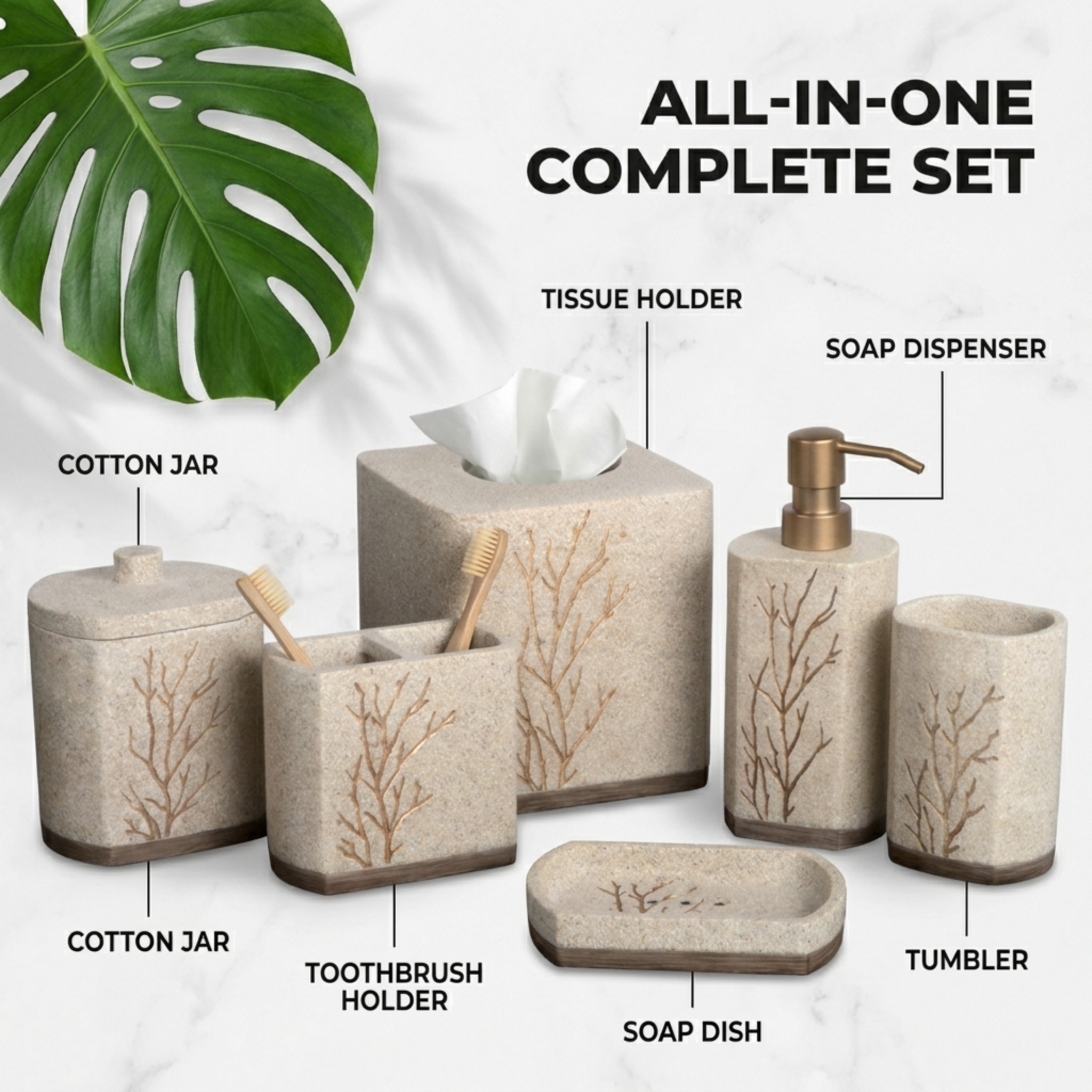 The Kent Essence Collection – Elegant Modern Bathroom Décor Accessories Set of 6